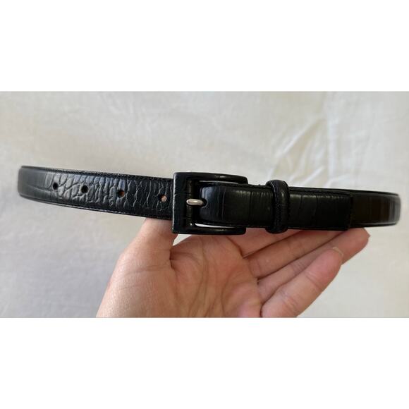 Ralph Lauren | Women Large | Black Alligator Embossed Leather Belt | Minimalist